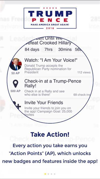 America First is part social network and part competition, gamifying the election. America First is part social network and part competition, gamifying the election.