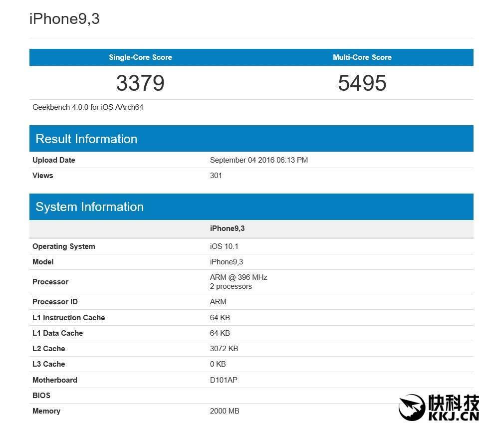 iPhone 7 Plus Geekbench