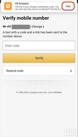 MIUI 8 Global Beta ROM 6.10.13 Copy Message in Notification Shade Feature