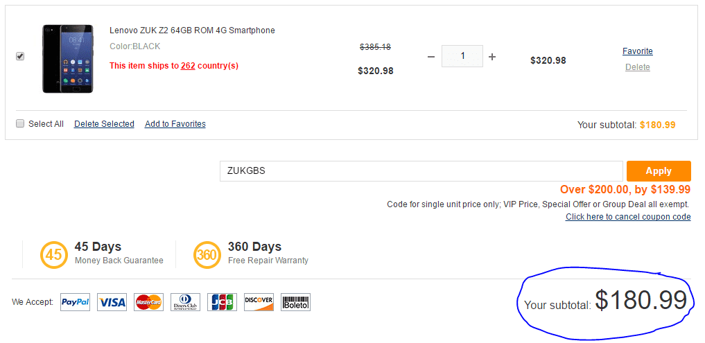 Awesome Deal on ZUK Z2