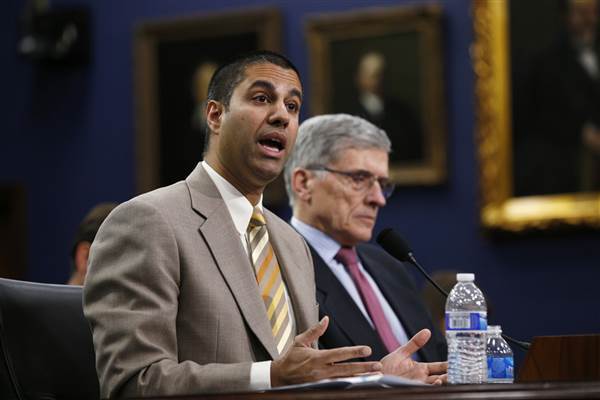 Image: FCC Commissioner Ajit Pai and FCC Chairman Tom Wheeler testify at a House Appropriations Financial Services and General Government Subcommittee hearing on Capitol Hill in Washington on March 24, 2015. Image: FCC Commissioner Ajit Pai and FCC Chairman Tom Wheeler testify at a House Appropriations Financial Services and General Government Subcommittee hearing on Capitol Hill in Washington on March 24, 2015.