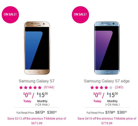 Samsung Galaxy S7/S7 edge are just $15 a month at T-Mobile
