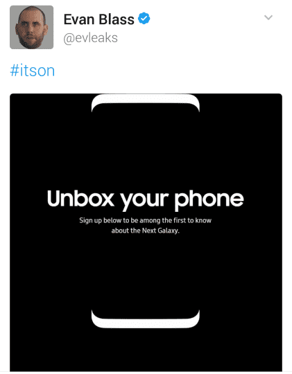 Galaxy S8 signup page evleaks