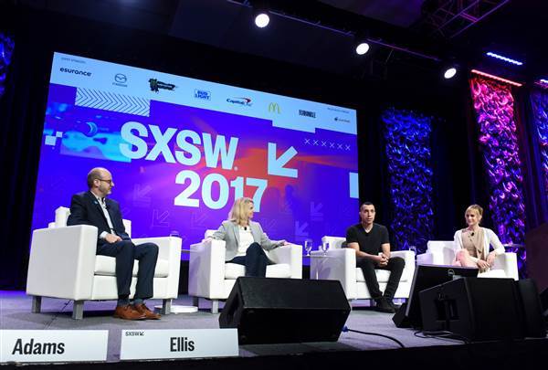 Image: Founder and CEO of Tinder Sean Rad with other panelists at Swiping Right on Inclusivity with Tinder & GLAAD at SXSW 2017 at the Austin Convention Center on March 10, 2017 in Austin, Texas. Image: Founder and CEO of Tinder Sean Rad with other panelists at Swiping Right on Inclusivity with Tinder & GLAAD at SXSW 2017 at the Austin Convention Center on March 10, 2017 in Austin, Texas.